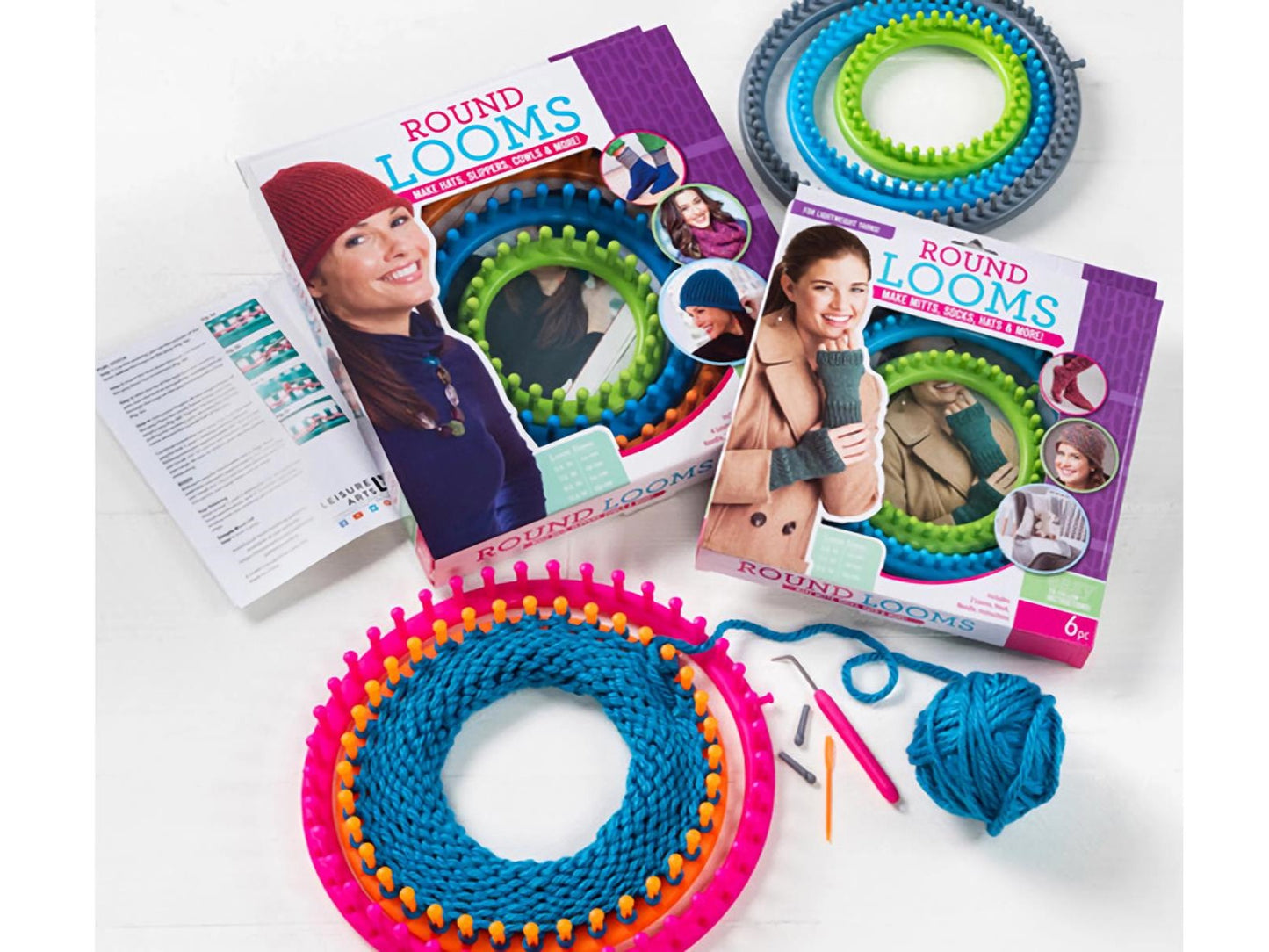 Leisure Arts Round Looms With Hook - 7pc set