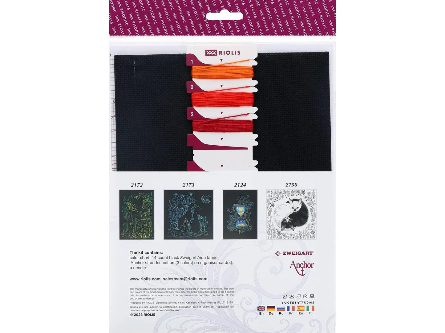 Riolis Cats Summertime Blackwork Kit - 8.25"x11.75" 14-Count Black Aida