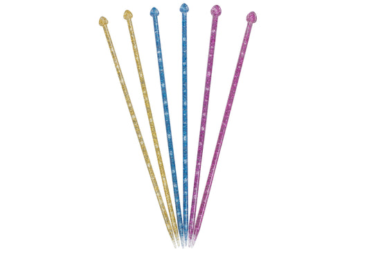 Acrylic 10" Boye Glitter Single-point Knitting Needles, 3 sets - Sizes US8, US9, US10