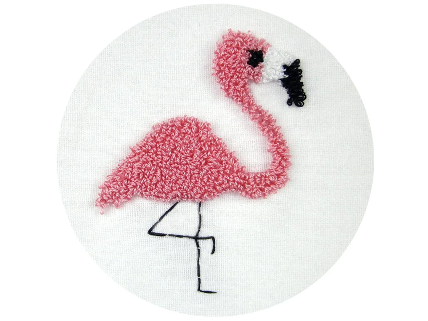 Beginner Punch Needle Kit 3.5" Round - Flamingo | easy DIY Craft Kit by Design Works