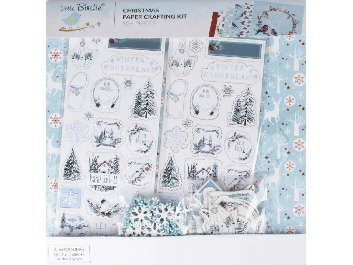 Christmas Paper Crafting Kit 12"x12", Joy of Winter, Little Birdie, 51pcs