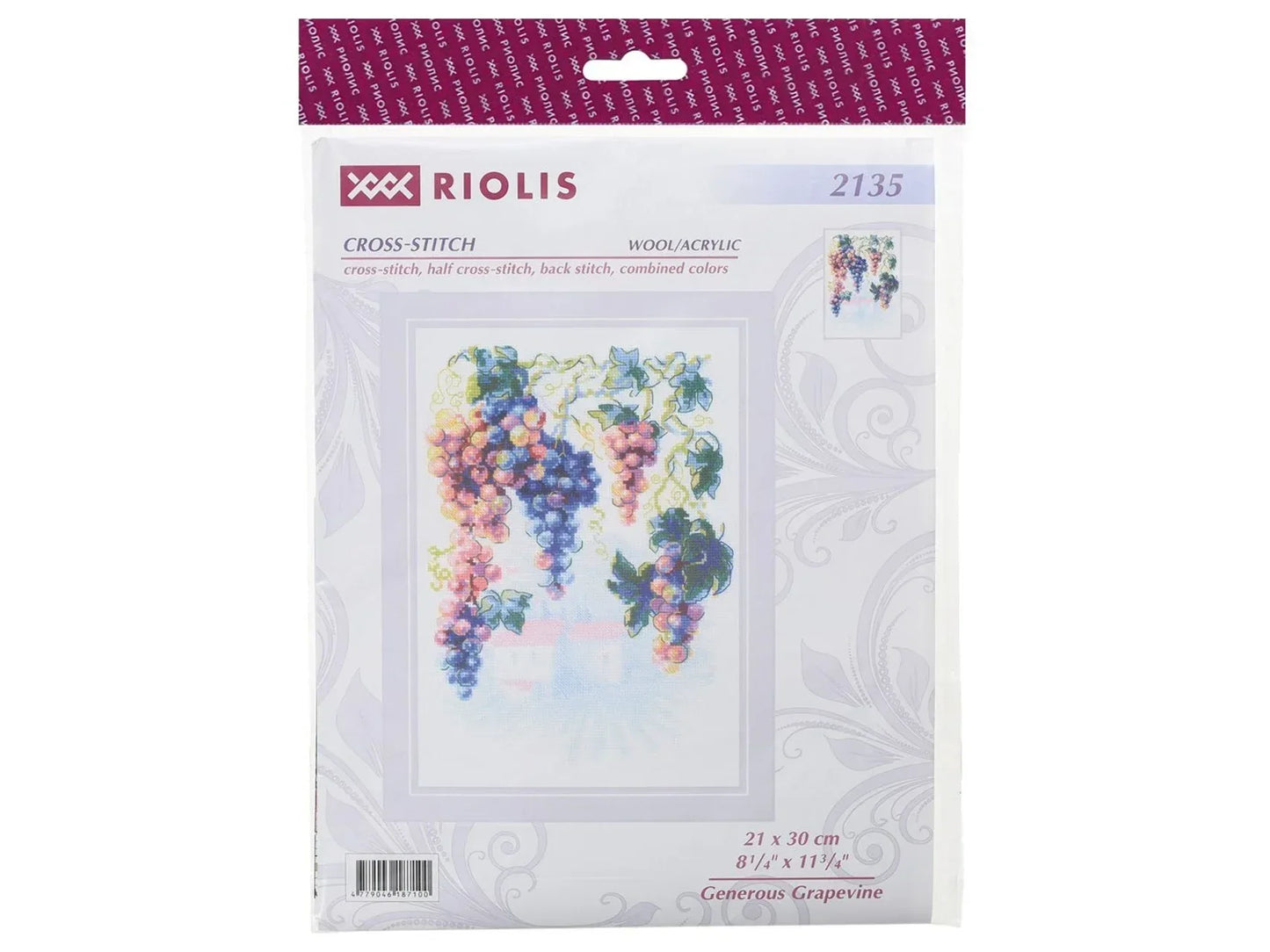 Riolis Generous Grapevine Cross Stitch Kit - 8.25"x11.75" 14-Count Botanical Design