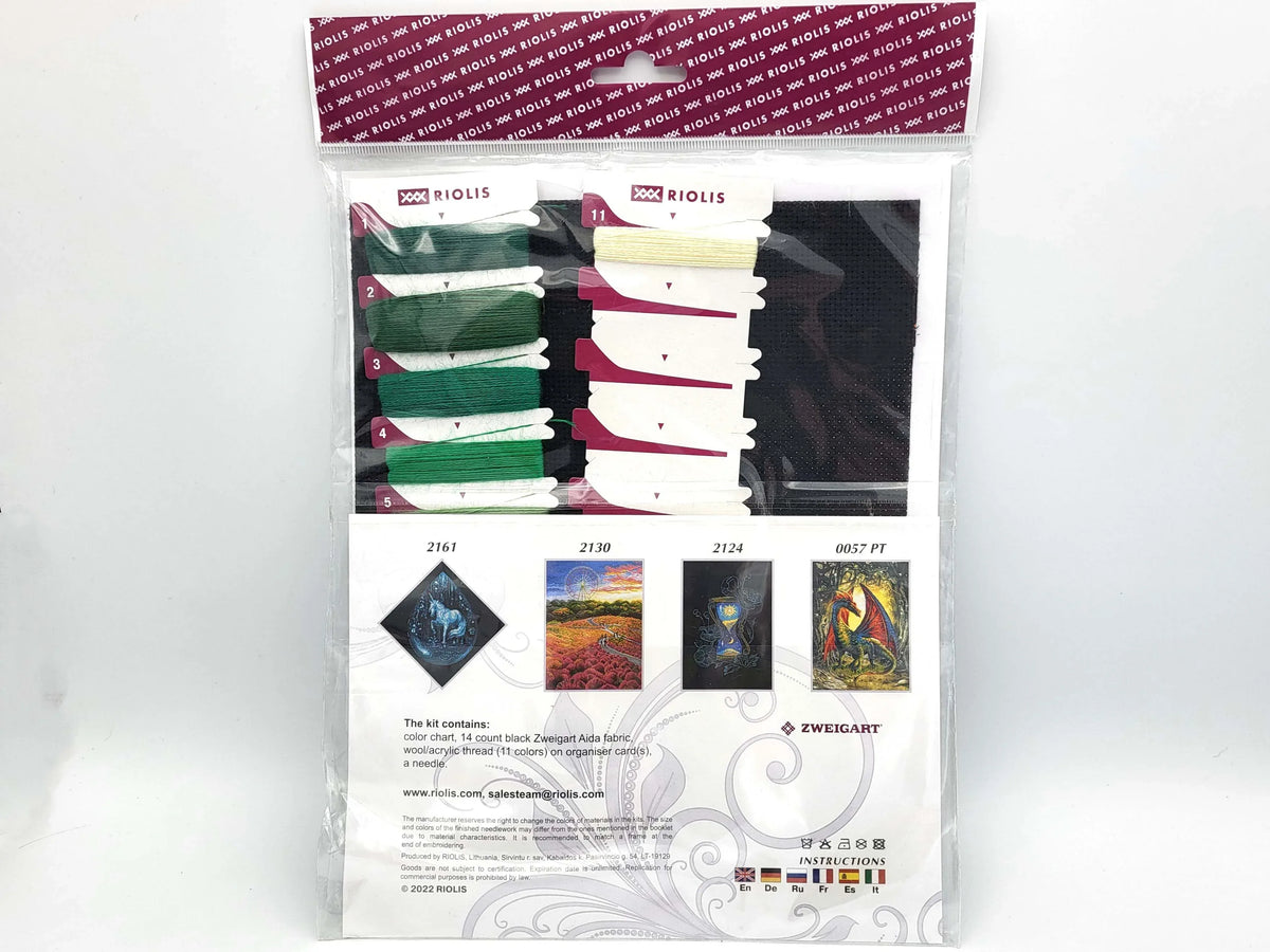 Riolis Dragon Eye Cross Stitch Kit - 7.75"x7.75" 14-Count Black Aida Fantasy Design