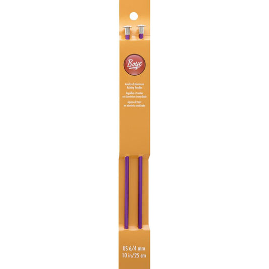 Boye Single Point Aluminum Knitting Needles 14" - Size US6 - 4.25mm