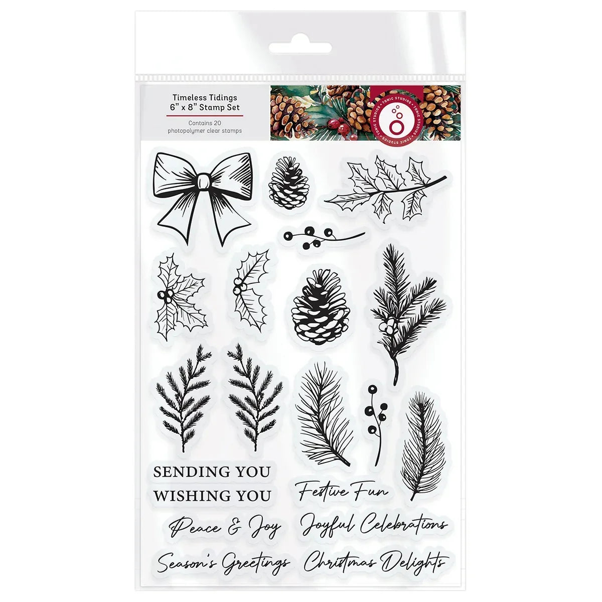 Christmas Paper Crafting 8"x8" cardstock and 6"x8" Stamp Set, Timeless Tidings