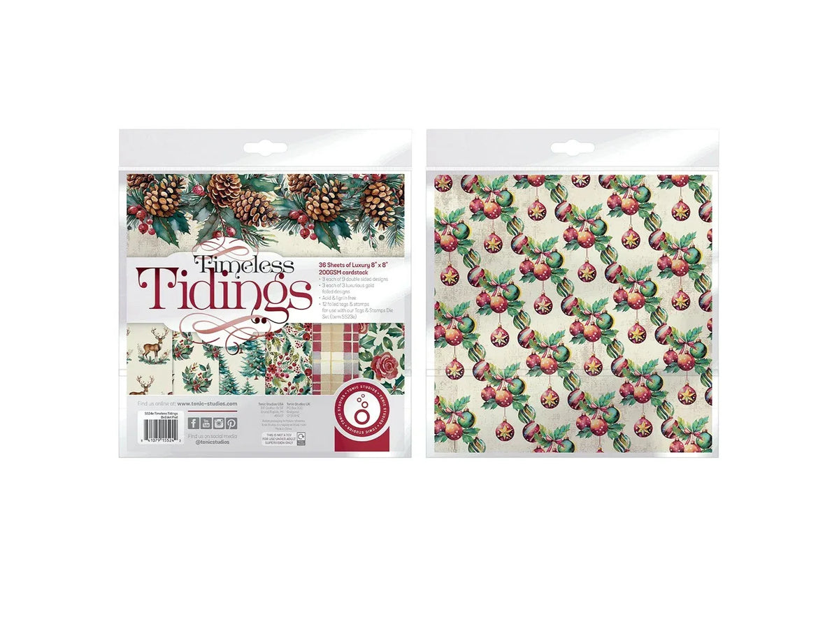 Christmas Paper Crafting 8"x8" cardstock and 6"x8" Stamp Set, Timeless Tidings