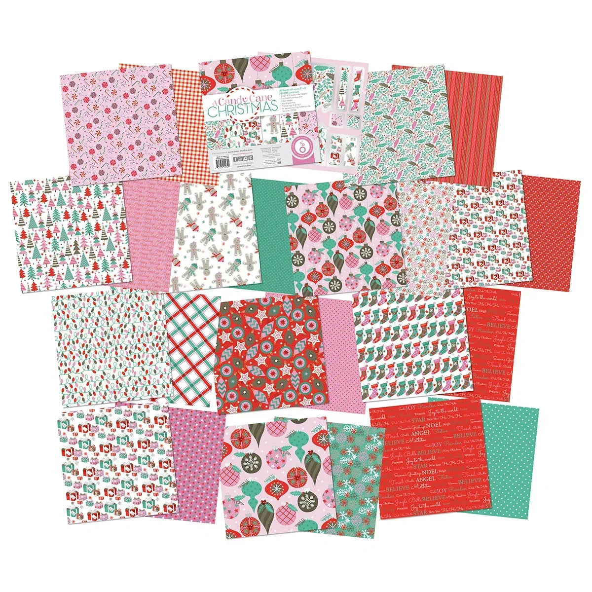 Christmas Paper Crafting Set Cardstock and Foiled Toppers, A Candy Cane Christmas