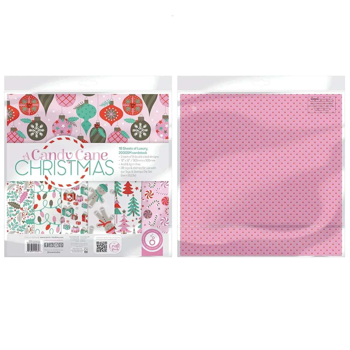 Christmas Paper Crafting Set Cardstock and Foiled Toppers, A Candy Cane Christmas