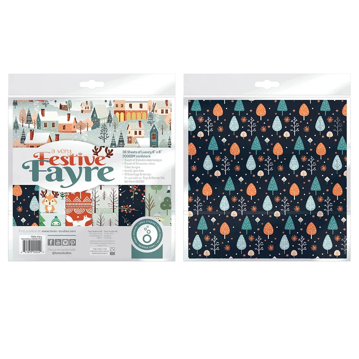 Christmas Paper Crafting Set Cardstock and Foiled Toppers, Festive Fayre