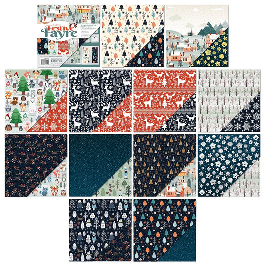Christmas Paper Crafting Set Cardstock and Foiled Toppers, Festive Fayre