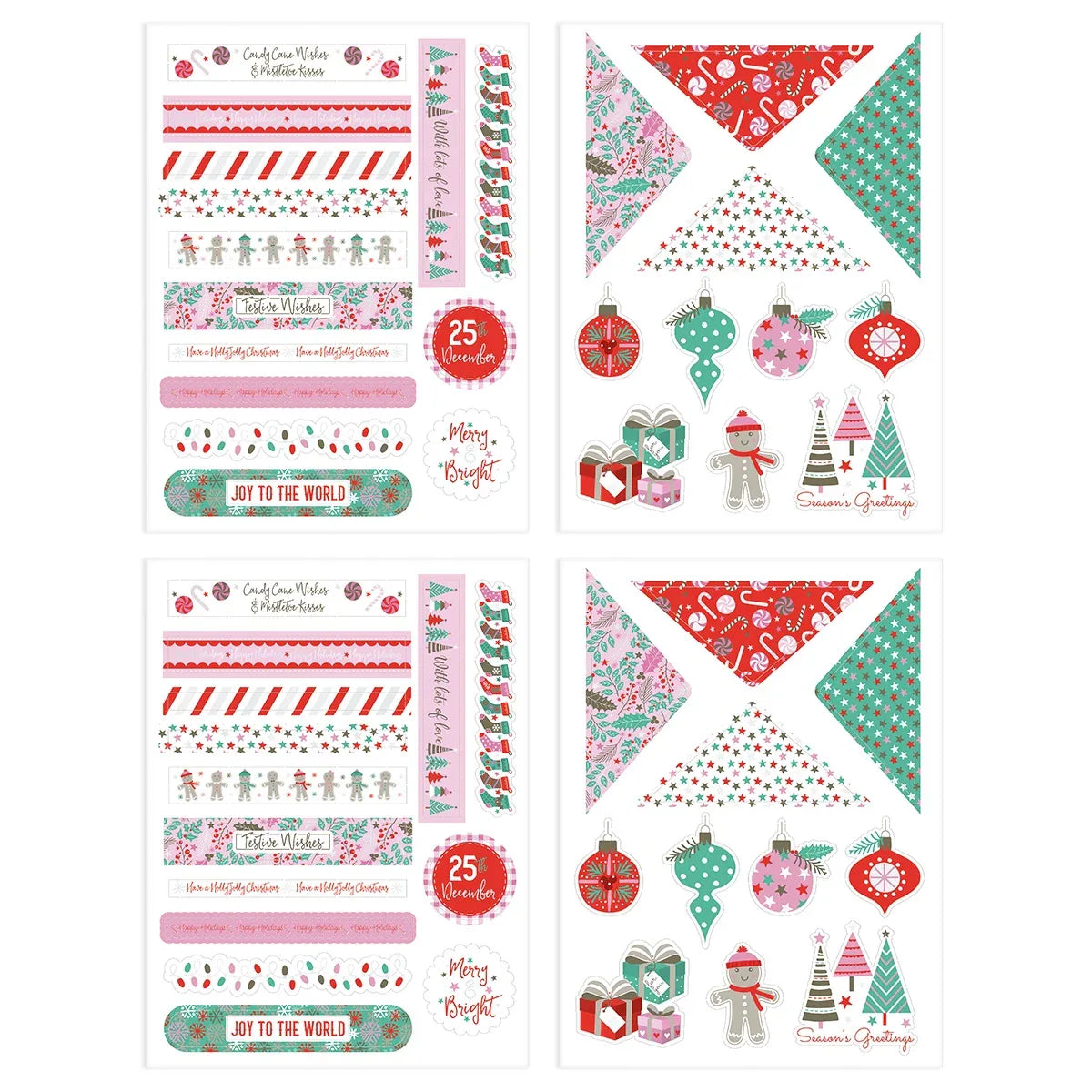 Christmas Paper Crafting Set Cardstock and Foiled Toppers, A Candy Cane Christmas