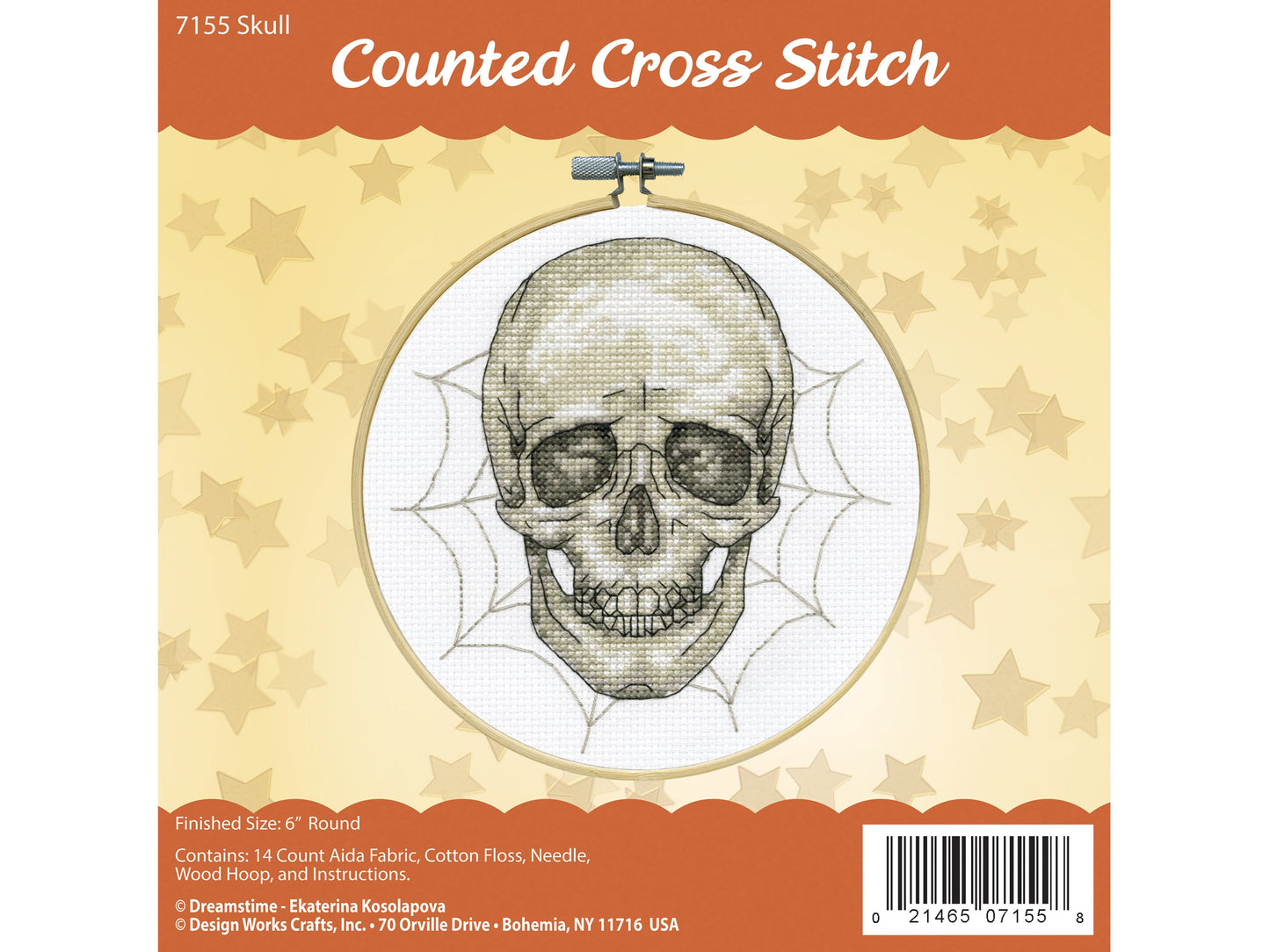 Skull Counted Cross Stitch Kit With Hoop 6" 14ct - Design Works