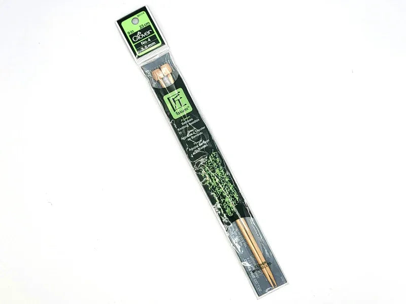 package of Clover Takumi Bamboo Single Point Knitting Needles 9" number 4, 3.5mm