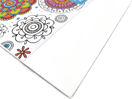 Coloring book with mandala designs on a white background