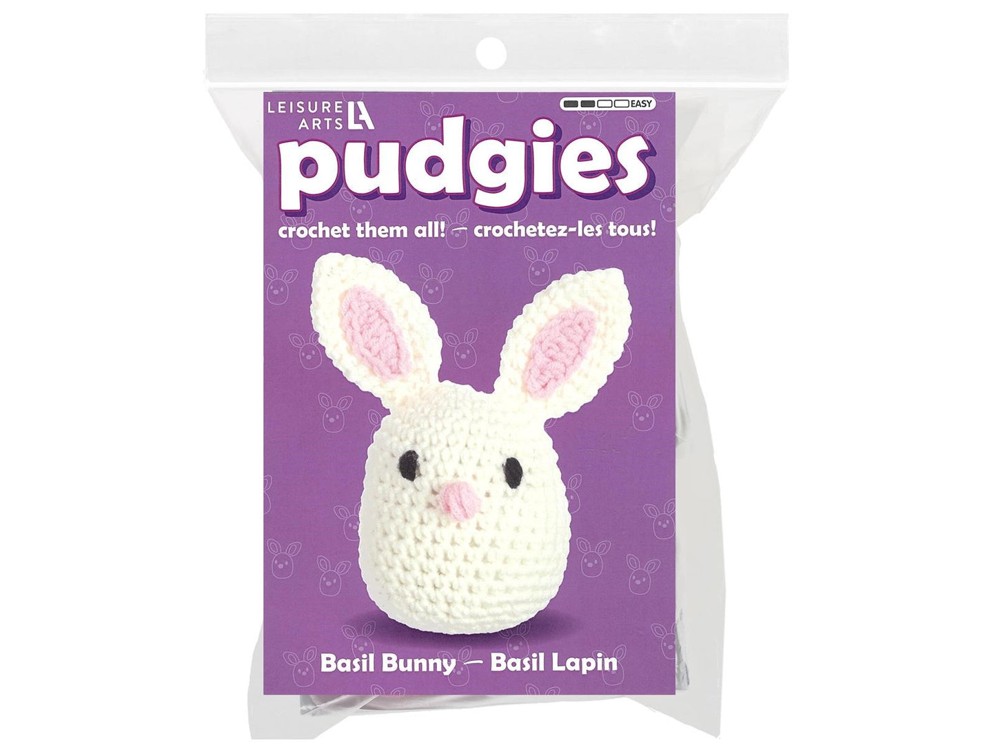 Pudgies, Basil Bunny, DIY Crochet Kit for beginners, Amigurumi animals, Leisure Arts