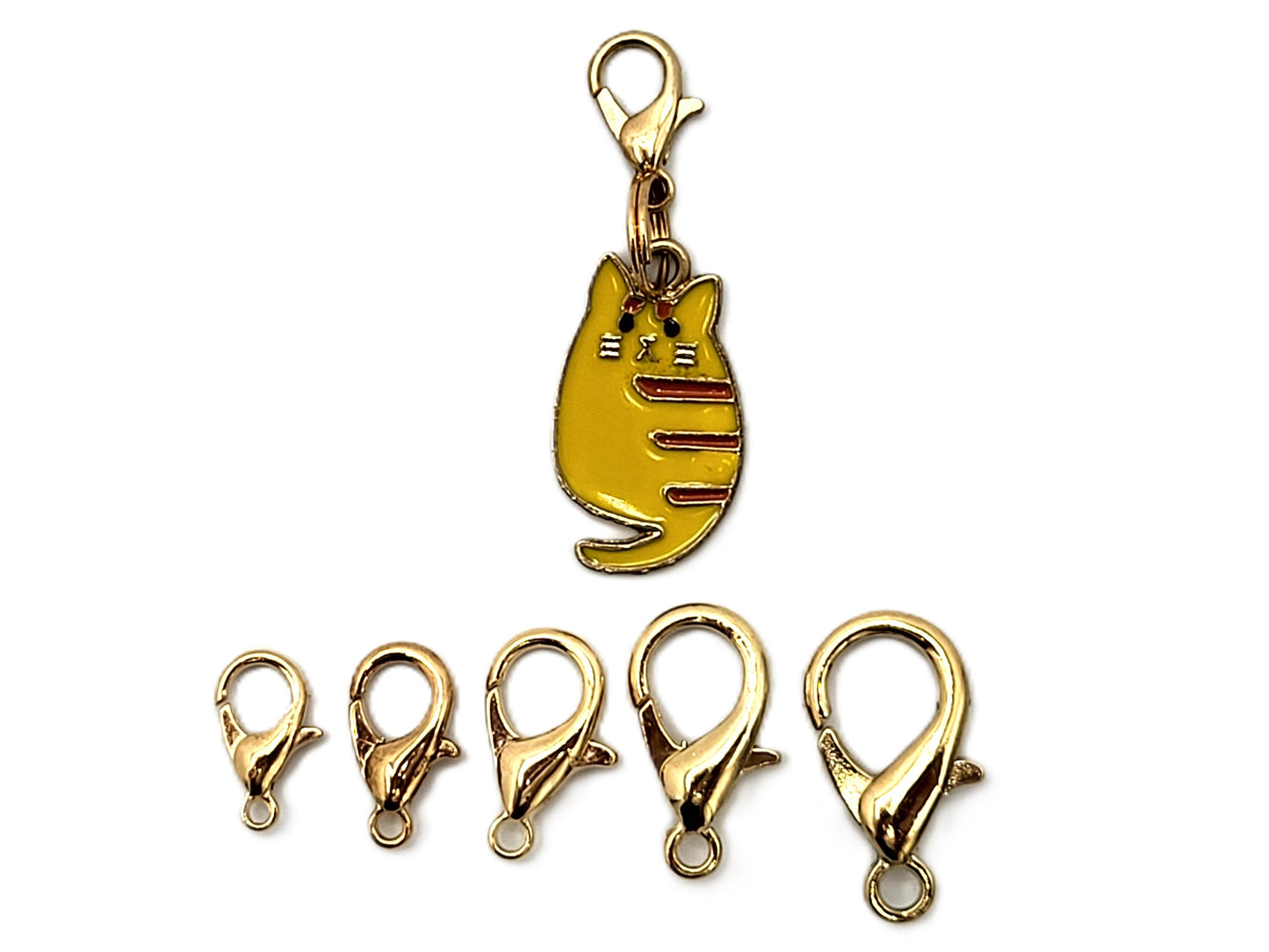 Orange Tabby Cat Stitch Markers | Enamel Charm Stitch Markers 3pc