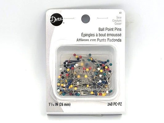 Packaged ball point pins with Dritz branding on a white background