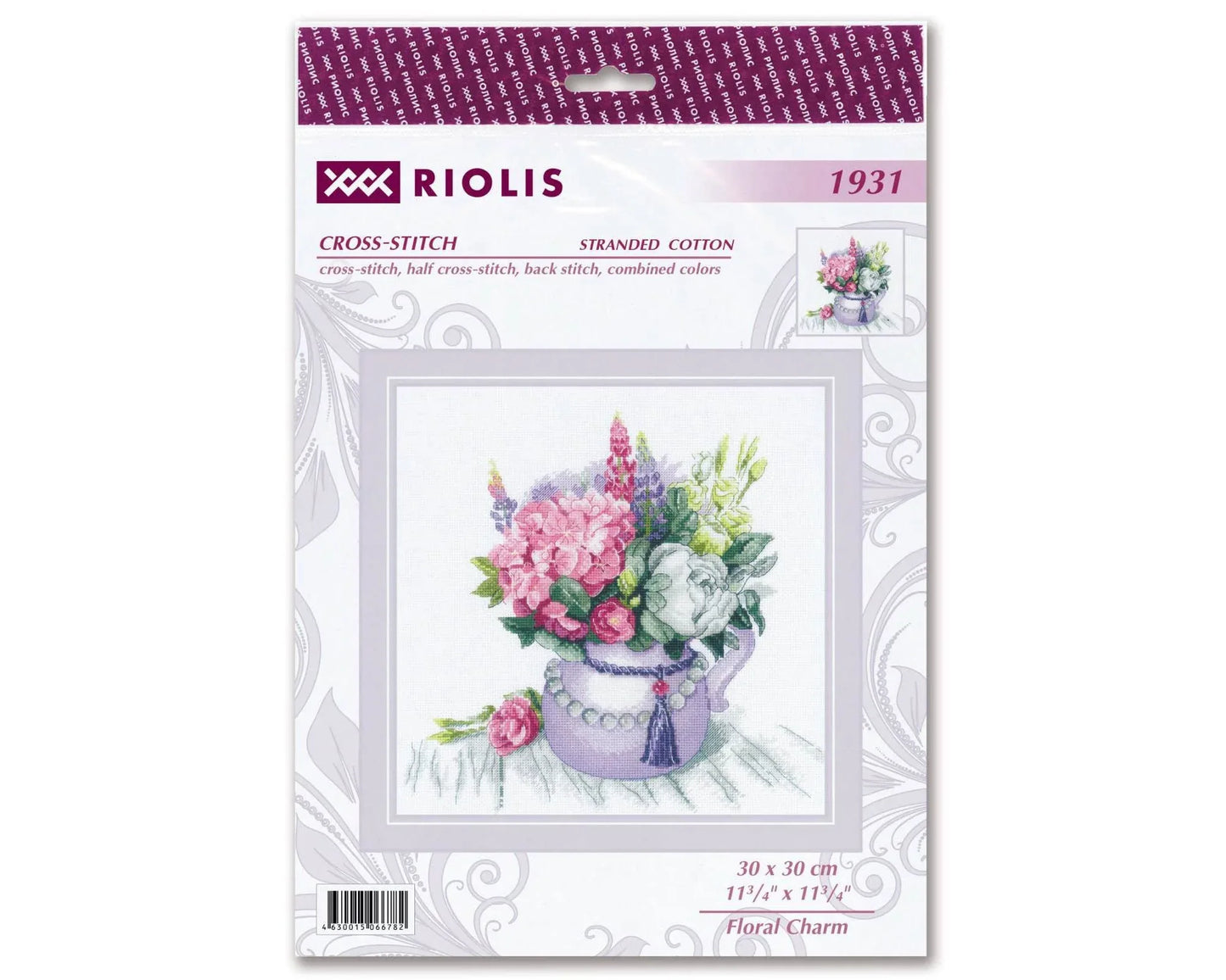 Riolis Floral Charm Cross Stitch Kit - 11.75"x11.75" 14-Count Hydrangeas & Roses