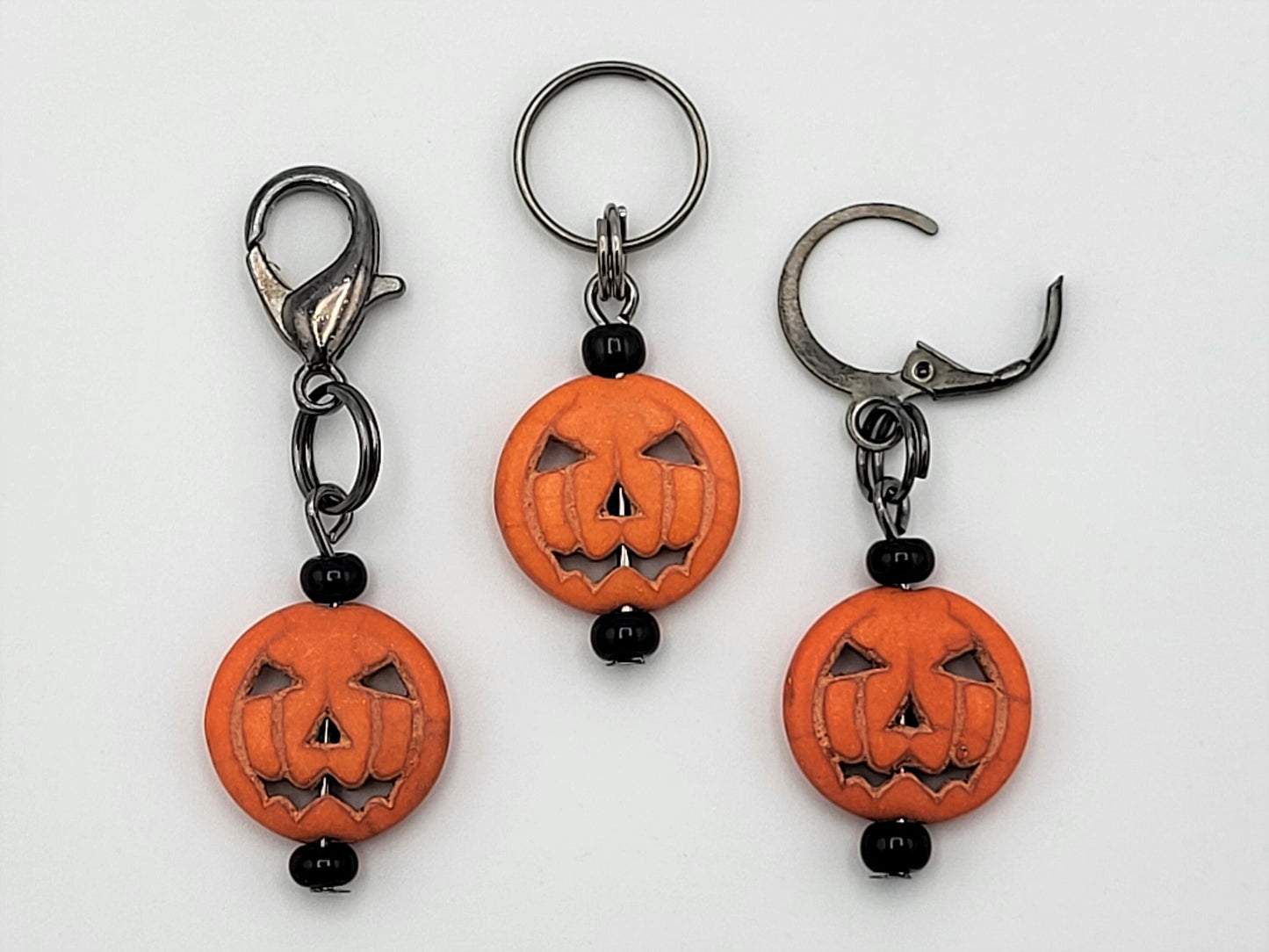 Halloween pumpkin Stitch Markers for Knitting 3pc | Crochet stitch marker, progress keeper, project bag charm, crochet accessory