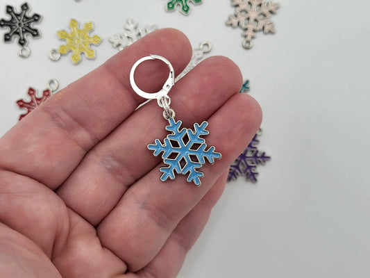 Snowflakes Stitch Markers for Knitting, 5 pc random colors | crochet progress keeper, project bag charms, knitting accessory