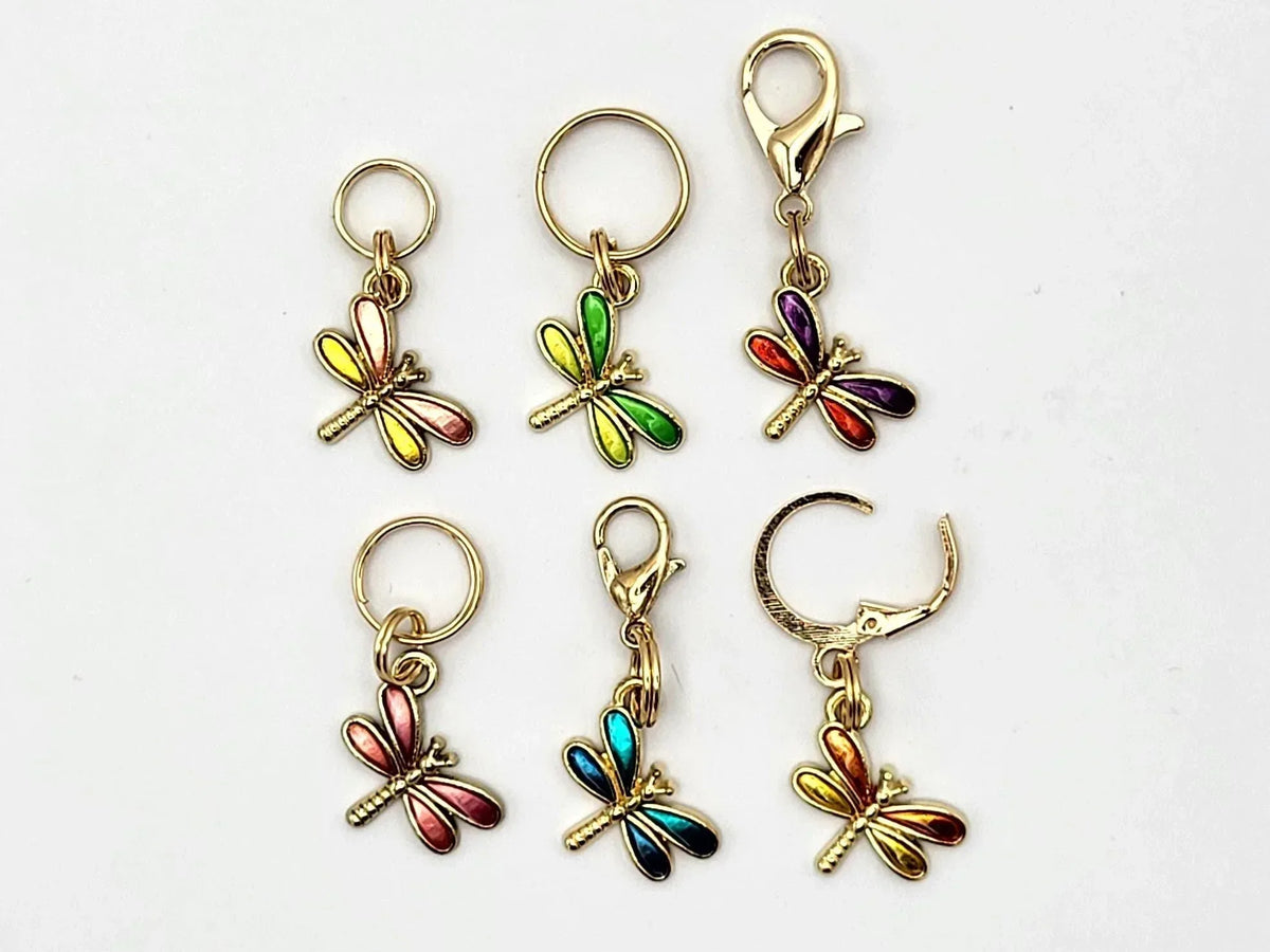 Tiny Dragonfly Stitch Markers for knitting 6pc | Crochet stitch marker, progress keeper, crochet accessory, knitting marker