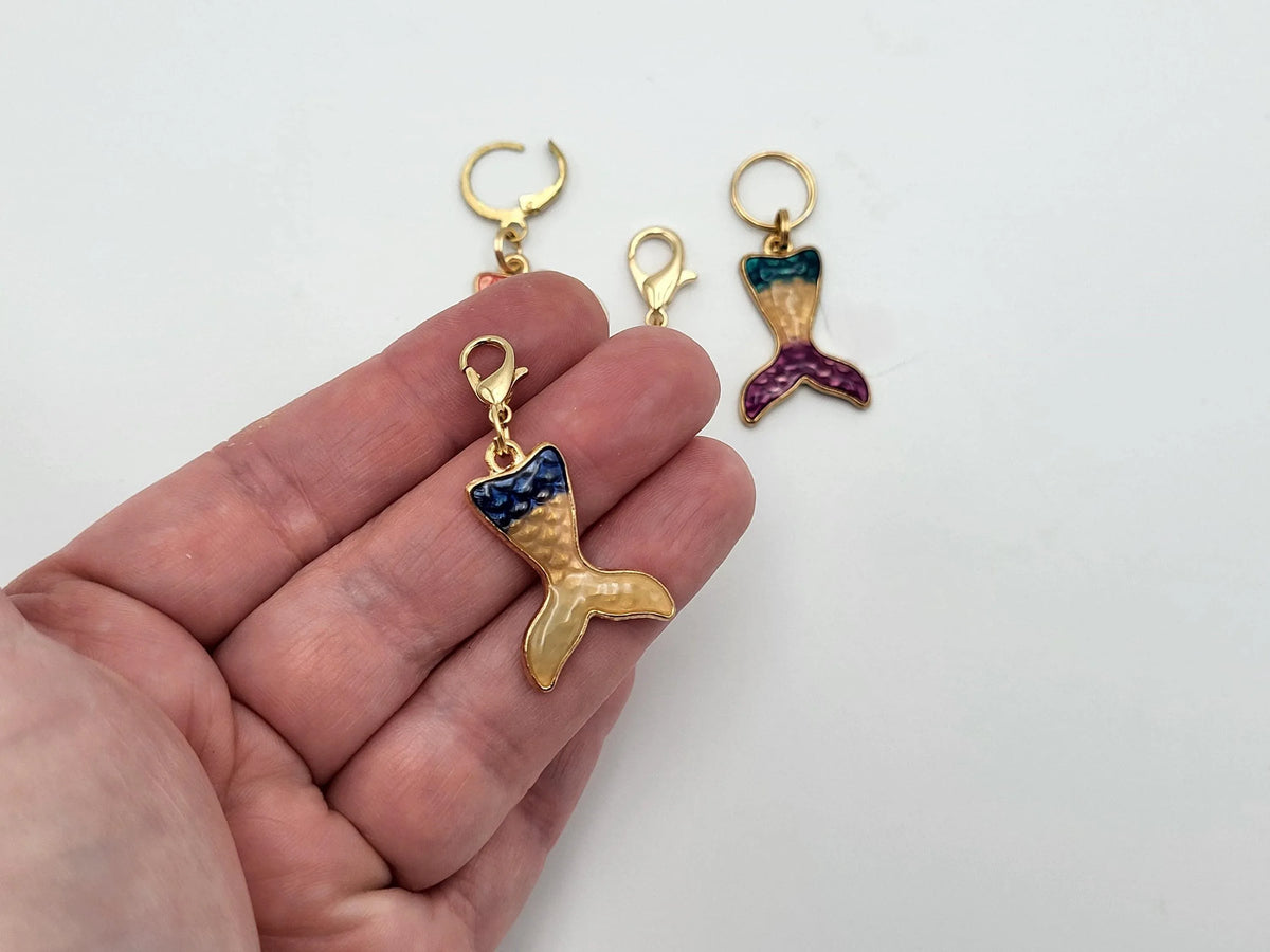 Mermaid Tail Stitch Markers for knitting 4pc | Crochet stitch marker, progress keeper, crochet accessory, knitting marker