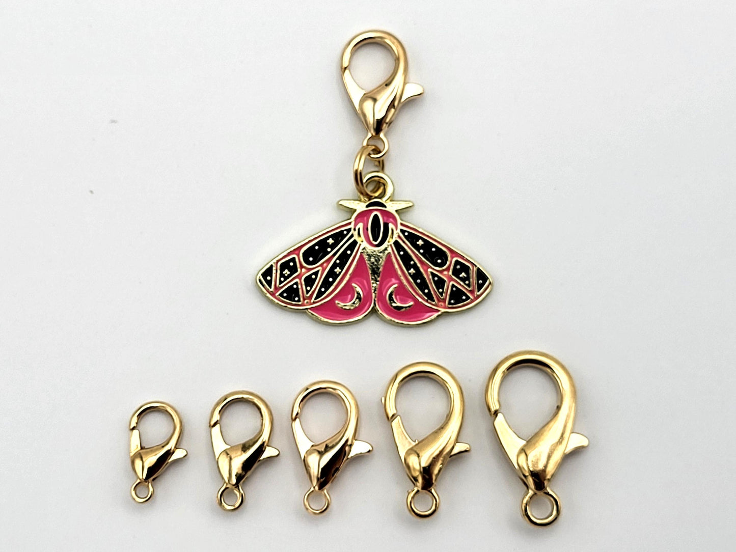 Moth Stitch Markers for knitting 4pc, Stars and Moons | Crochet stitch marker, progress keeper, crochet accessory, knitting marker