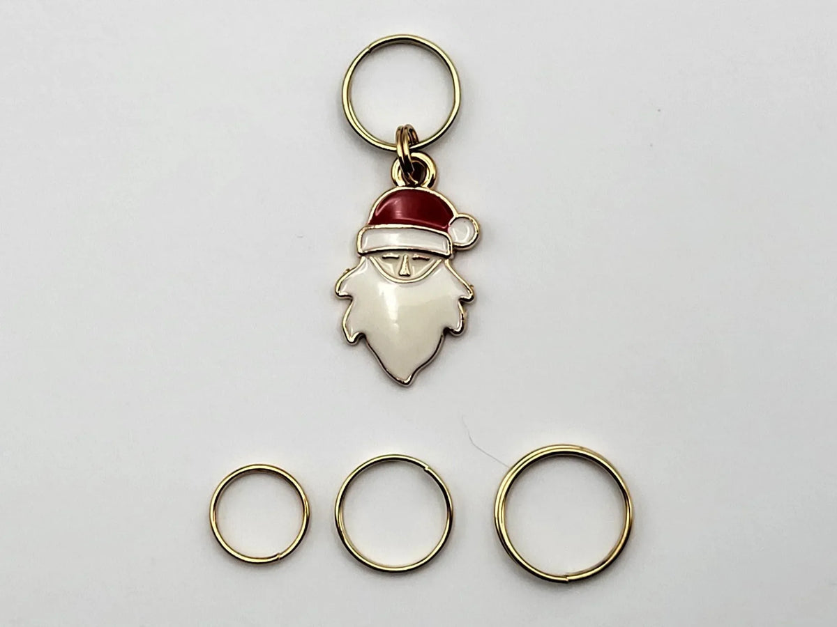 Santa Stitch Markers for Knitting, 3pc set | Crochet stitch marker, progress keeper, project bag charms, crochet accessories