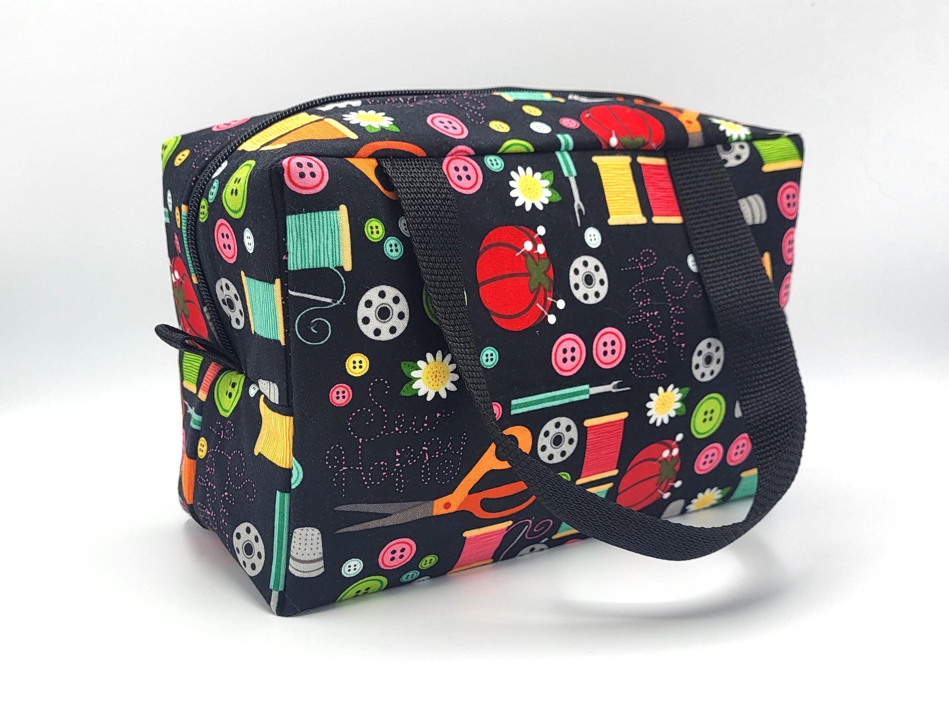 Small duffle bag for crafts, craft sewing print fabric 10x5x6" | craft accessories bag, zipper bag for sewing notions and accessories