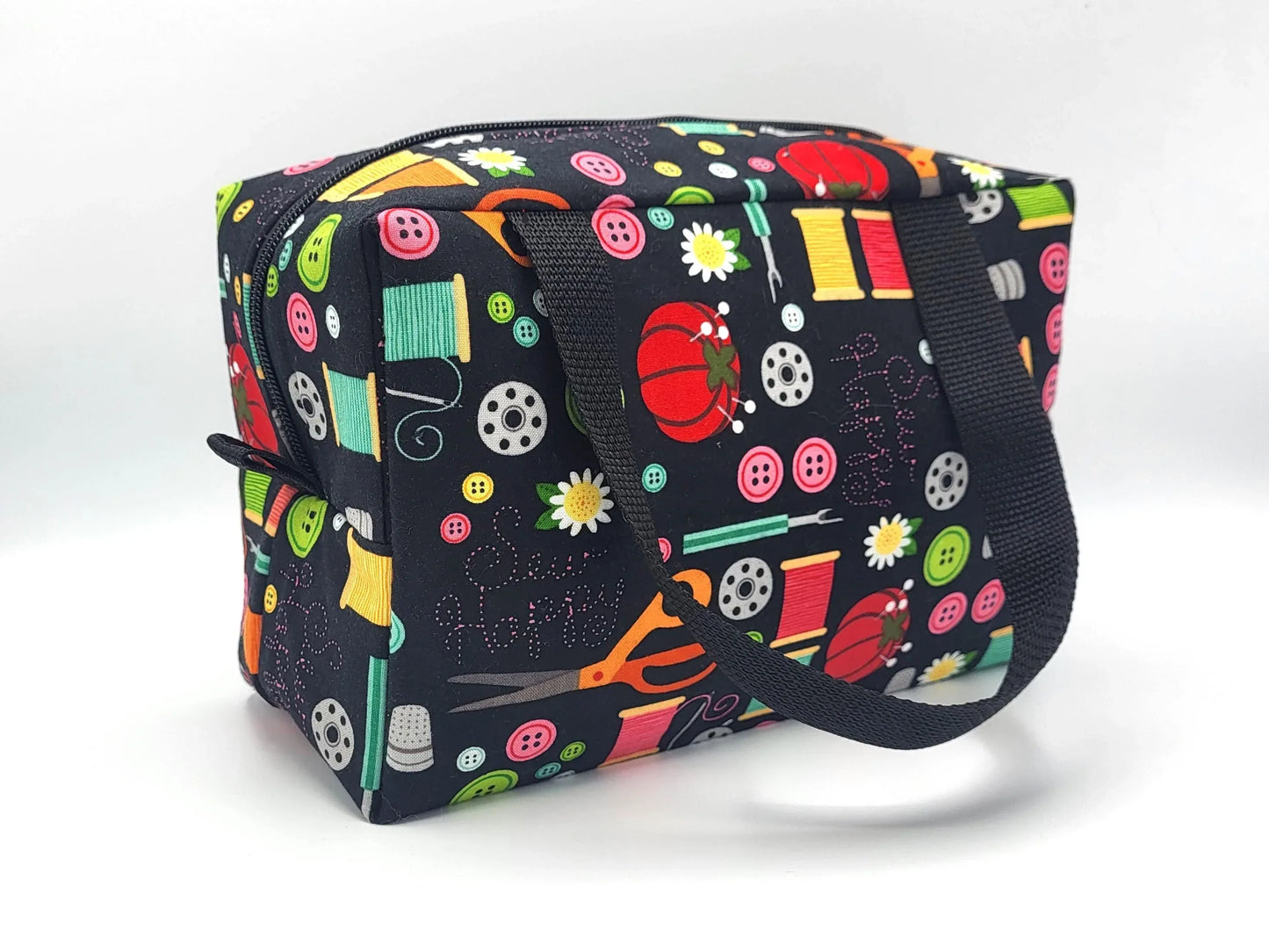 Small duffle bag for crafts, craft sewing print fabric 10x5x6" | craft accessories bag, zipper bag for sewing notions and accessories