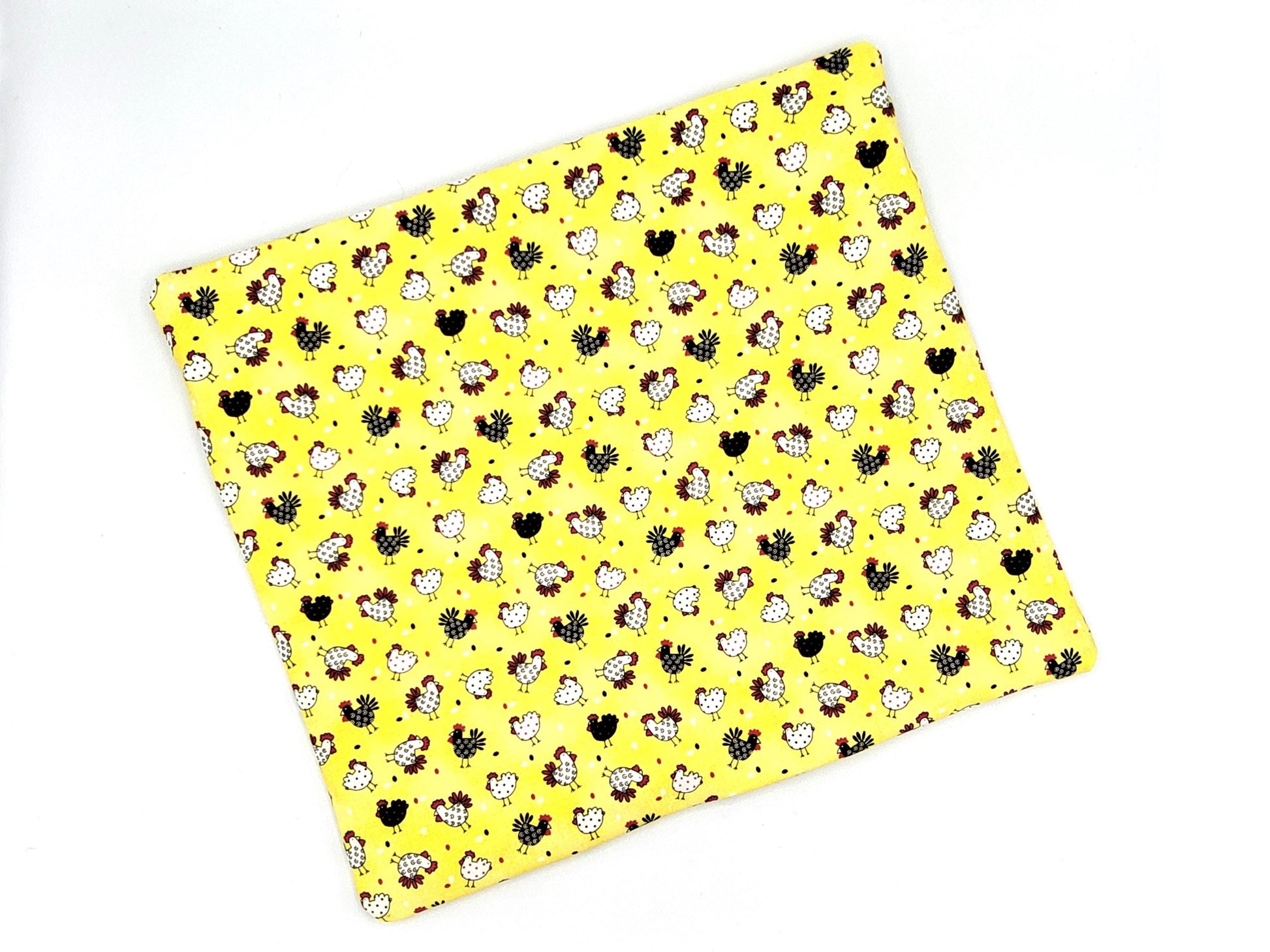 Project bag for cross stitch, 14.5x12.75" medium size, Chickens on Yellow | pouch for embroidery projects and sewing notions storage