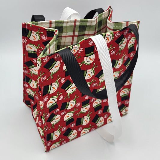 Holiday Fabric Gift Bag with Ribbon ties and handles, 3 styles to choose