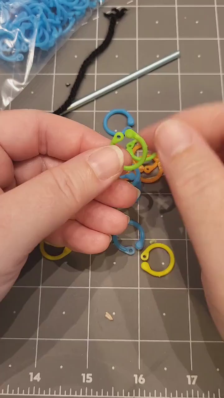 Stitch Markers for crochet and knitting, 20pc Soft Plastic Open Ring, mixed colors | snag free stitch marker, knitting accessories