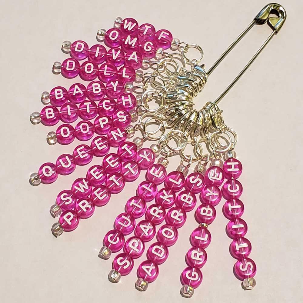 Custom Word Stitch Markers | Funny Bead Markers for Knitting & Crochet, You Pick the Words
