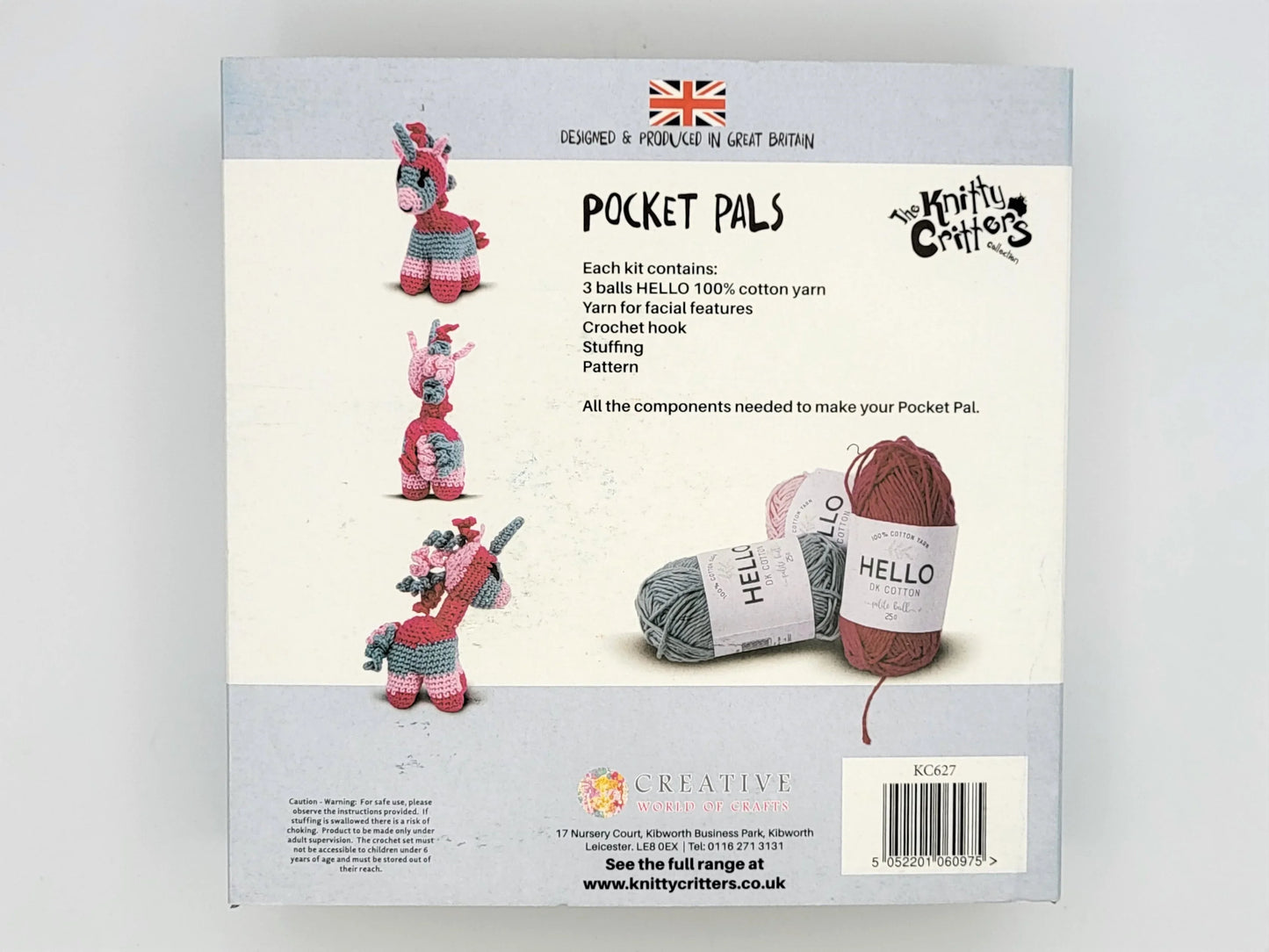 Candy Unicorn Pocket Pal - DIY Crochet Kit - The Knitty Critters Collection
