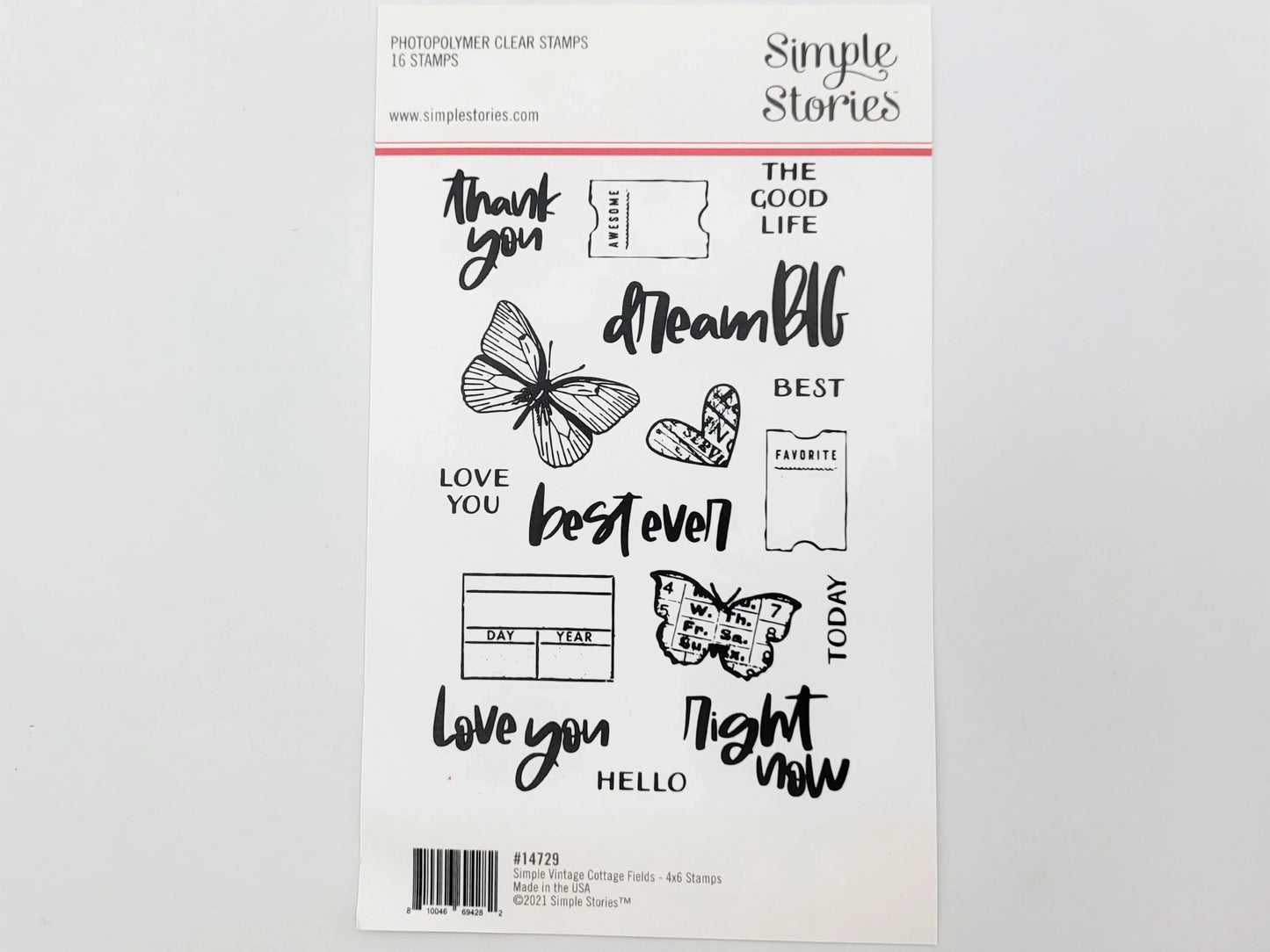 Simple Stories Simple Vintage Cottage Fields Clear Stamps, 16pc 4x8"