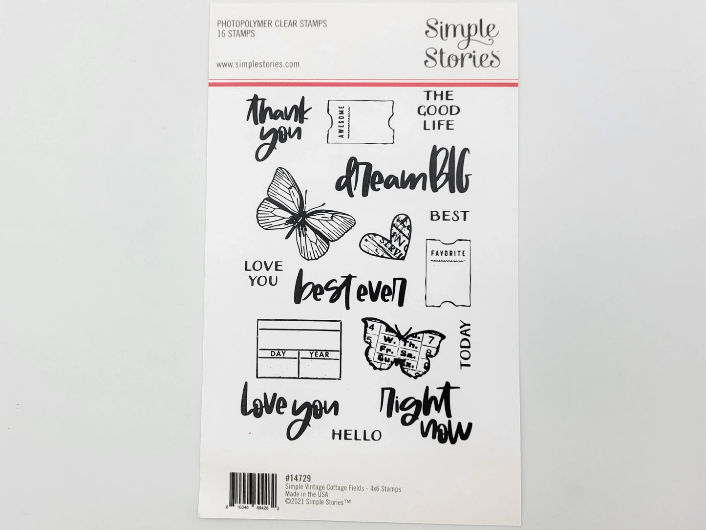 Simple Stories, Simple Vintage Cottage Fields Photopolymer Clear Cling Stamps