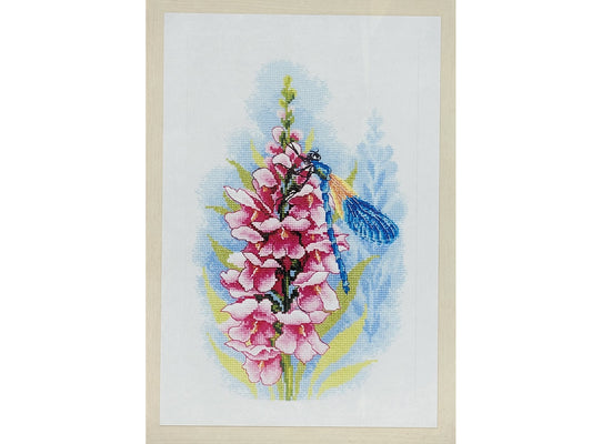 Lanarte Dragonfly's Treasure Cross Stitch kit, 8.8" x 13.2"  | Do it yourself floral Counted Cross Stitch pattern