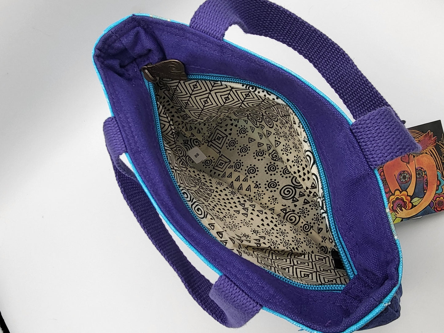 Laurel Burch Sun n Sand Mini Tote Bag, Indigo Cats 11"X8"X3"