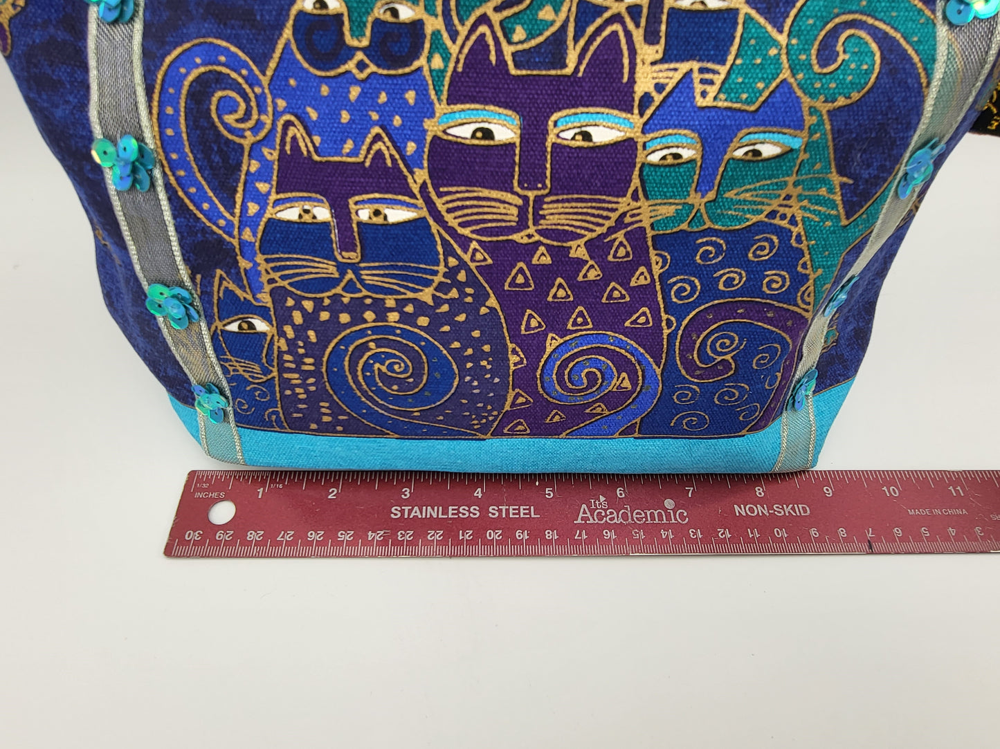 Laurel Burch Sun n Sand Mini Tote Bag, Indigo Cats 11"X8"X3"