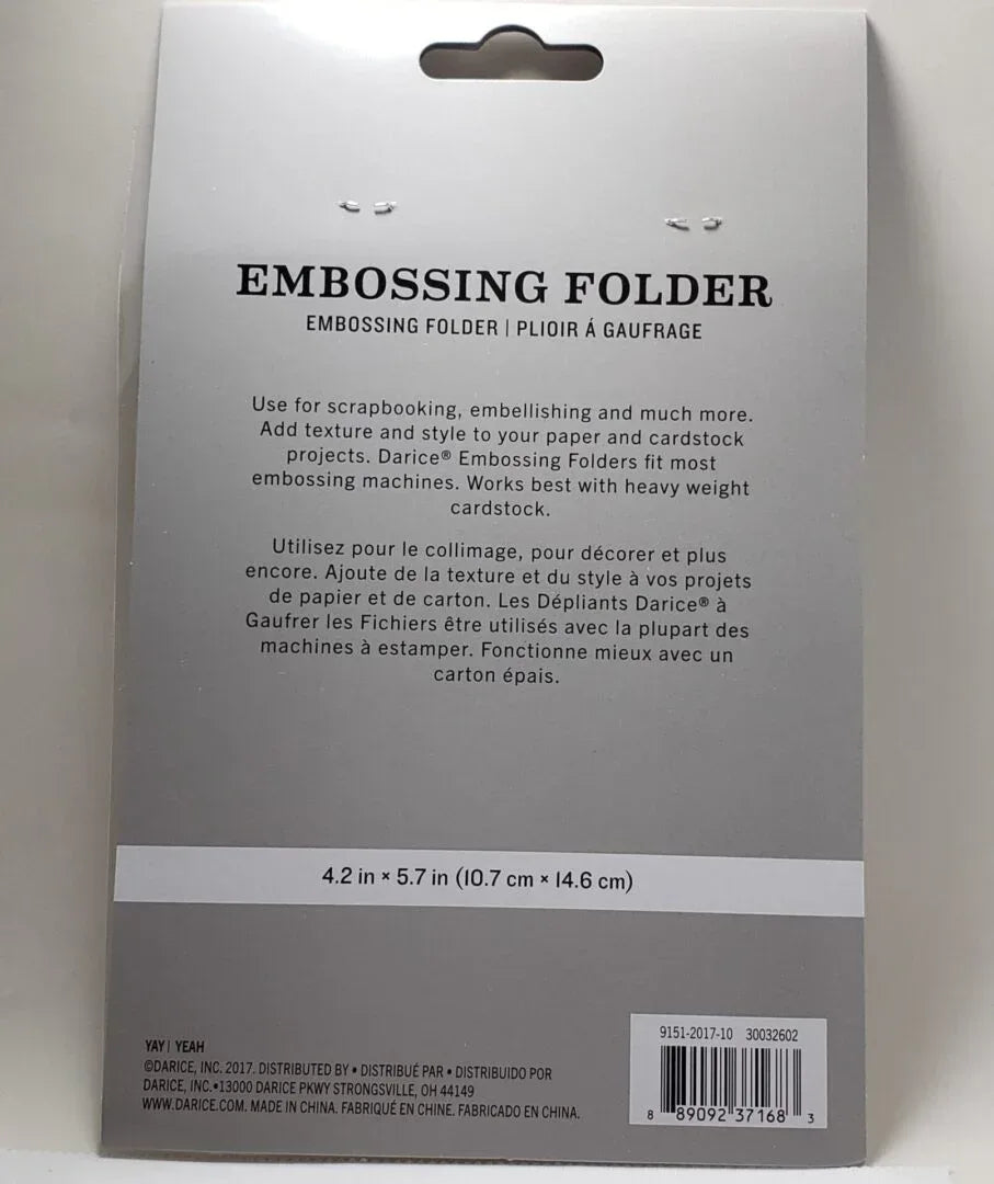Darice YAY Embossing Folder for A2 Cards - 4.25" x 5.75"