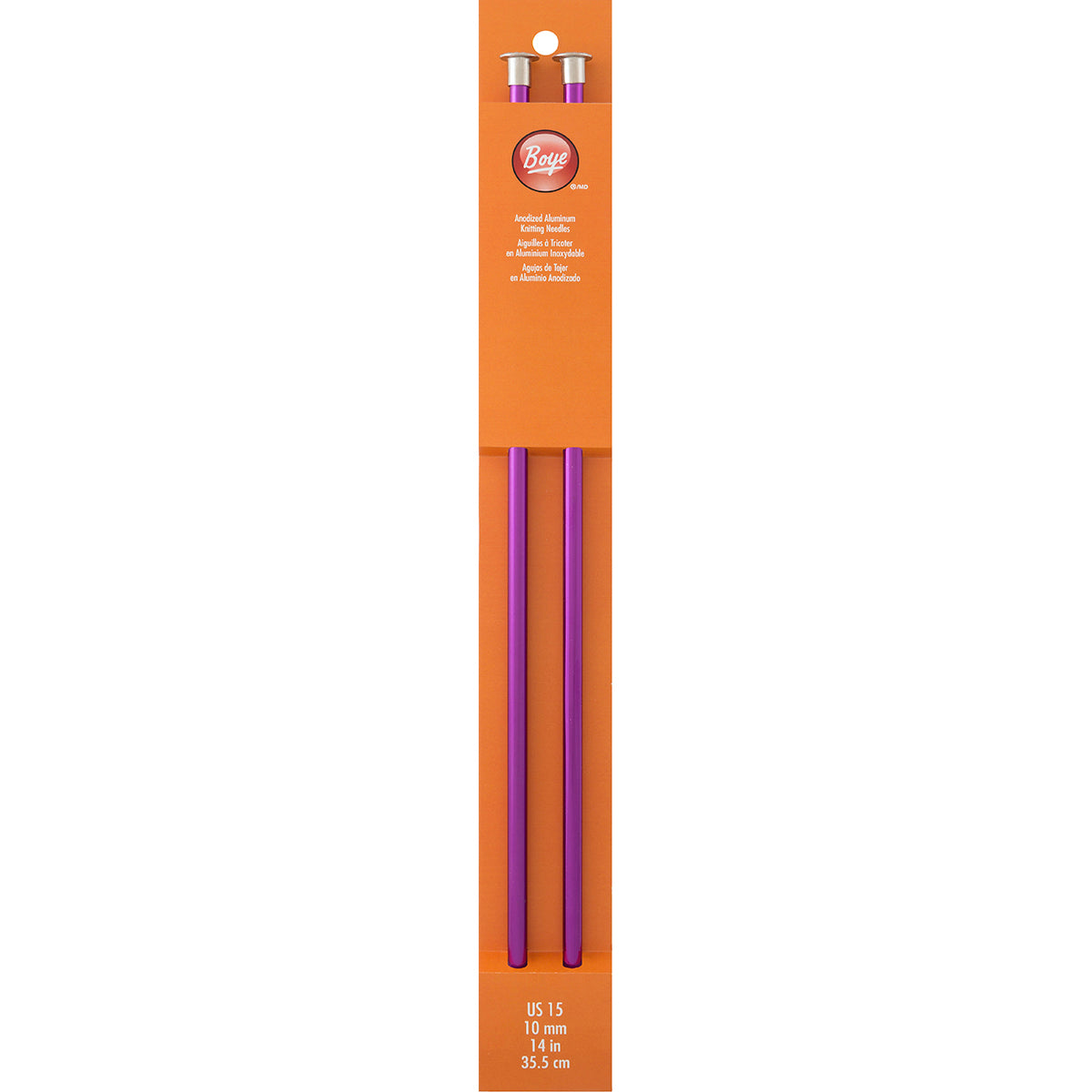 Boye Single Point Aluminum Knitting Needles 14" - Size US15 - 10mm