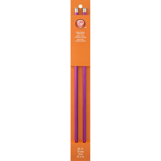 Boye Single Point Aluminum Knitting Needles 14" - Size US15 - 10mm