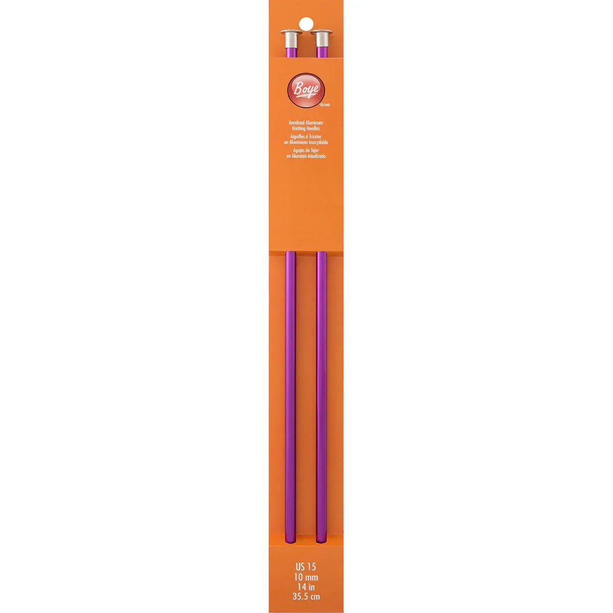Boye Single Point Aluminum Knitting Needles 14" - Size US15 - 10mm