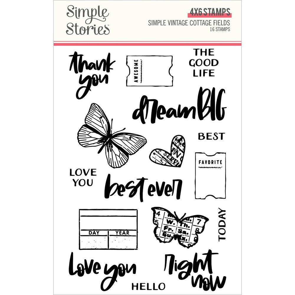 Simple Stories, Simple Vintage Cottage Fields Photopolymer Clear Cling Stamps