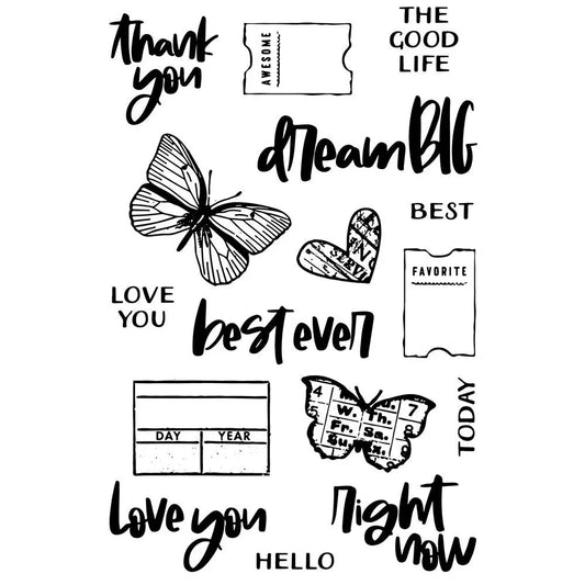 Simple Stories, Simple Vintage Cottage Fields Photopolymer Clear Cling Stamps