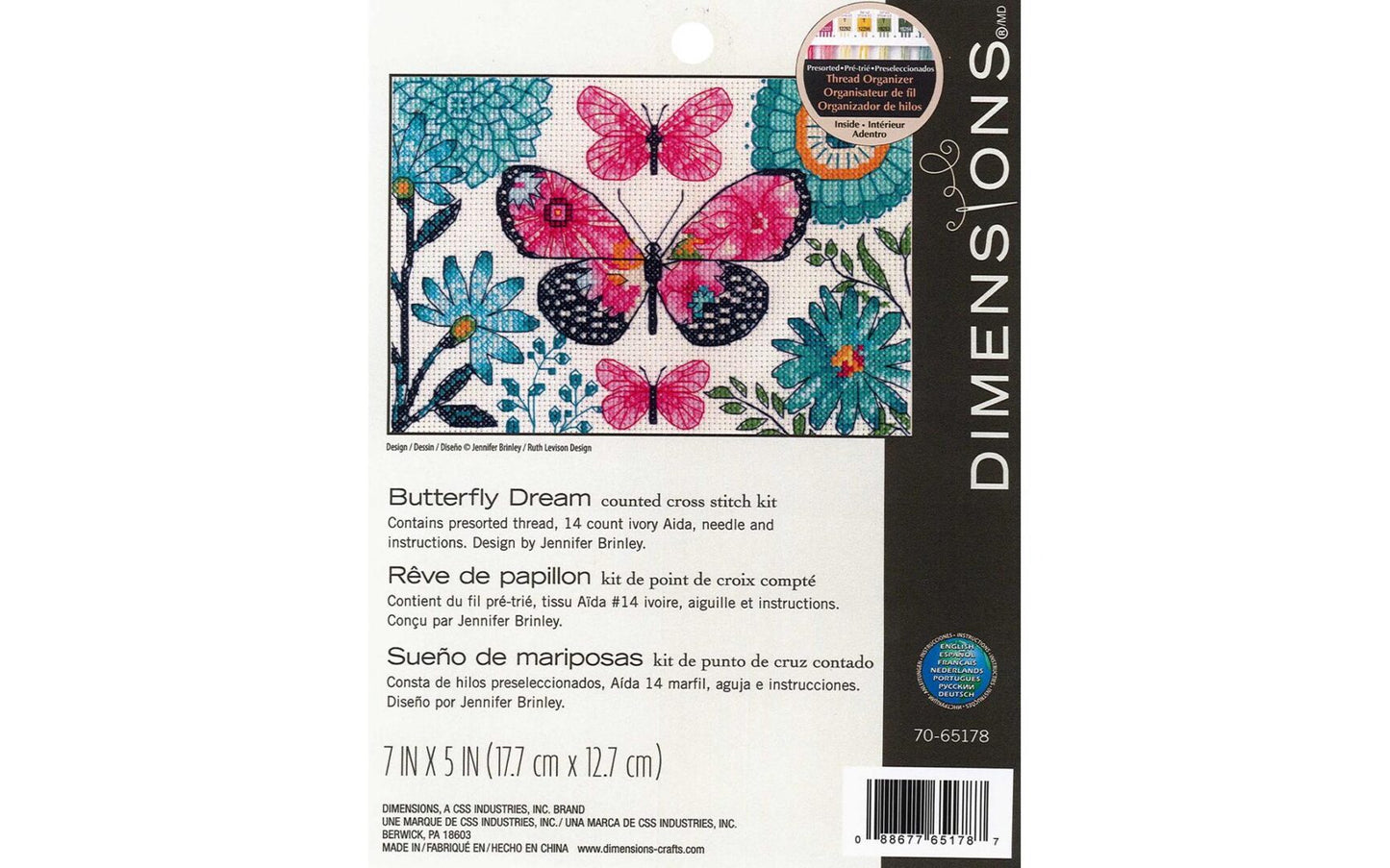 Dimensions Cross Stitch Kit 7x5" Butterfly Dream