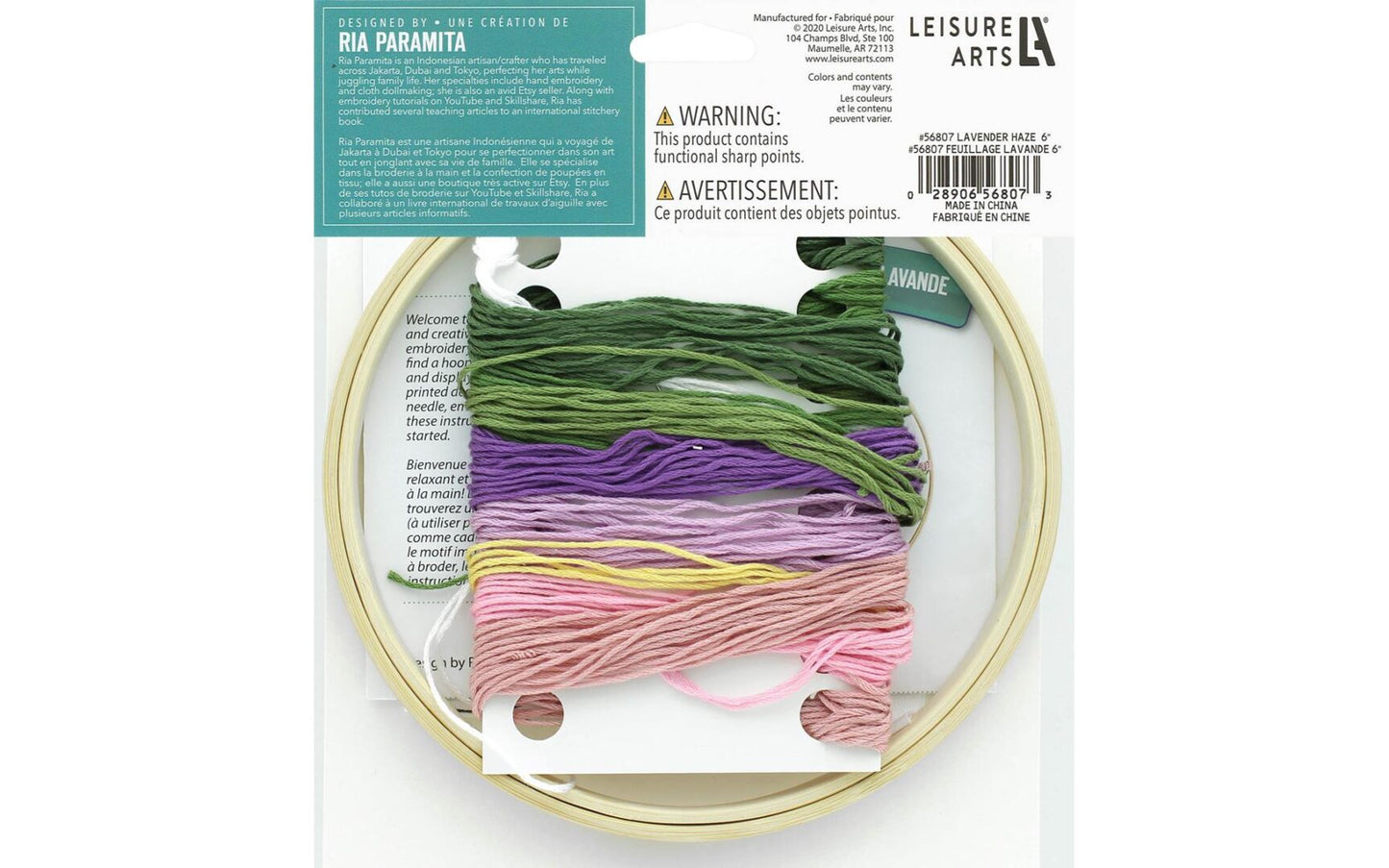 Leisure Arts Kit Embroidery 6" Lavender Haze