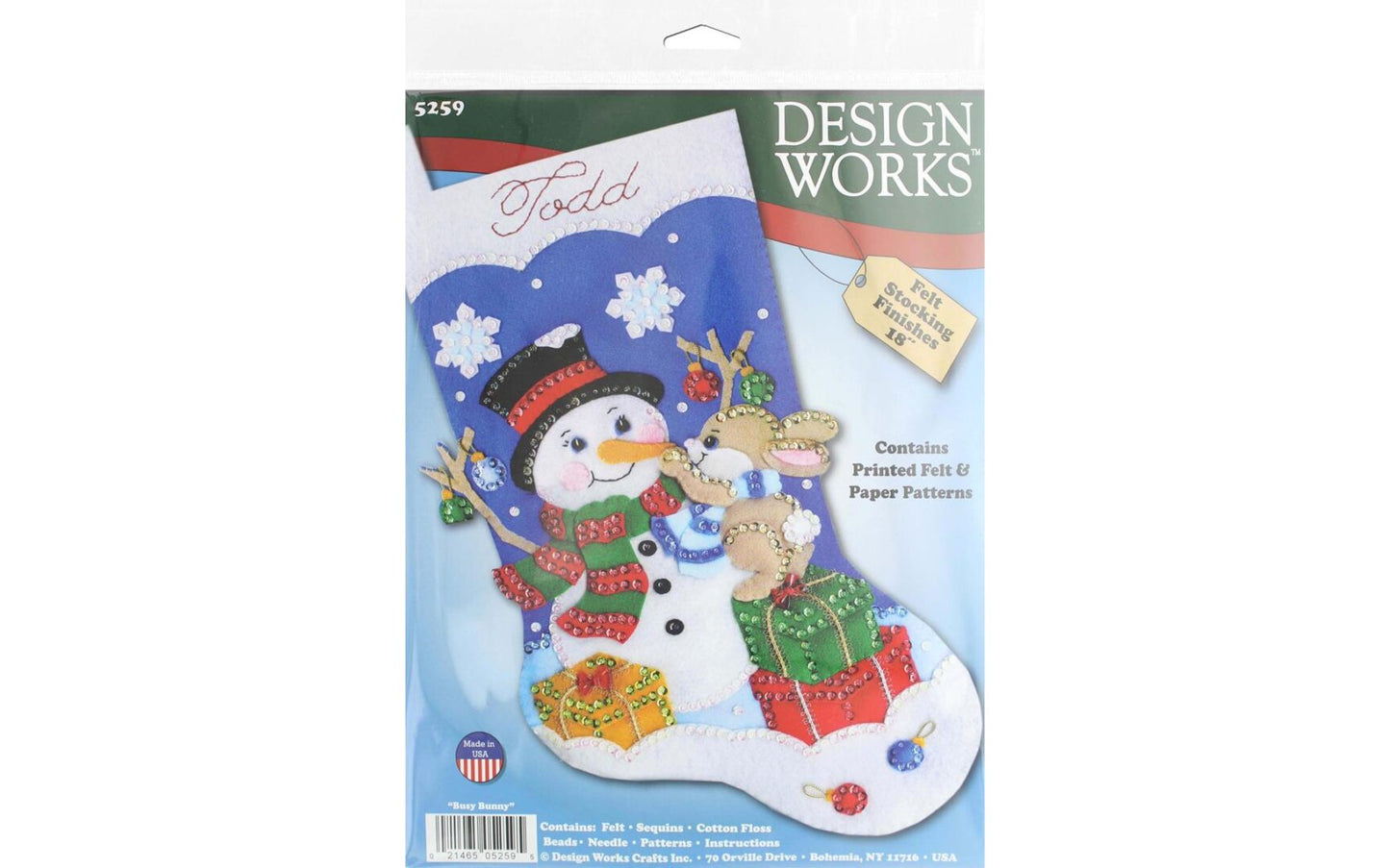 Design Works Kit 18" Felt Stocking Busy Bunny