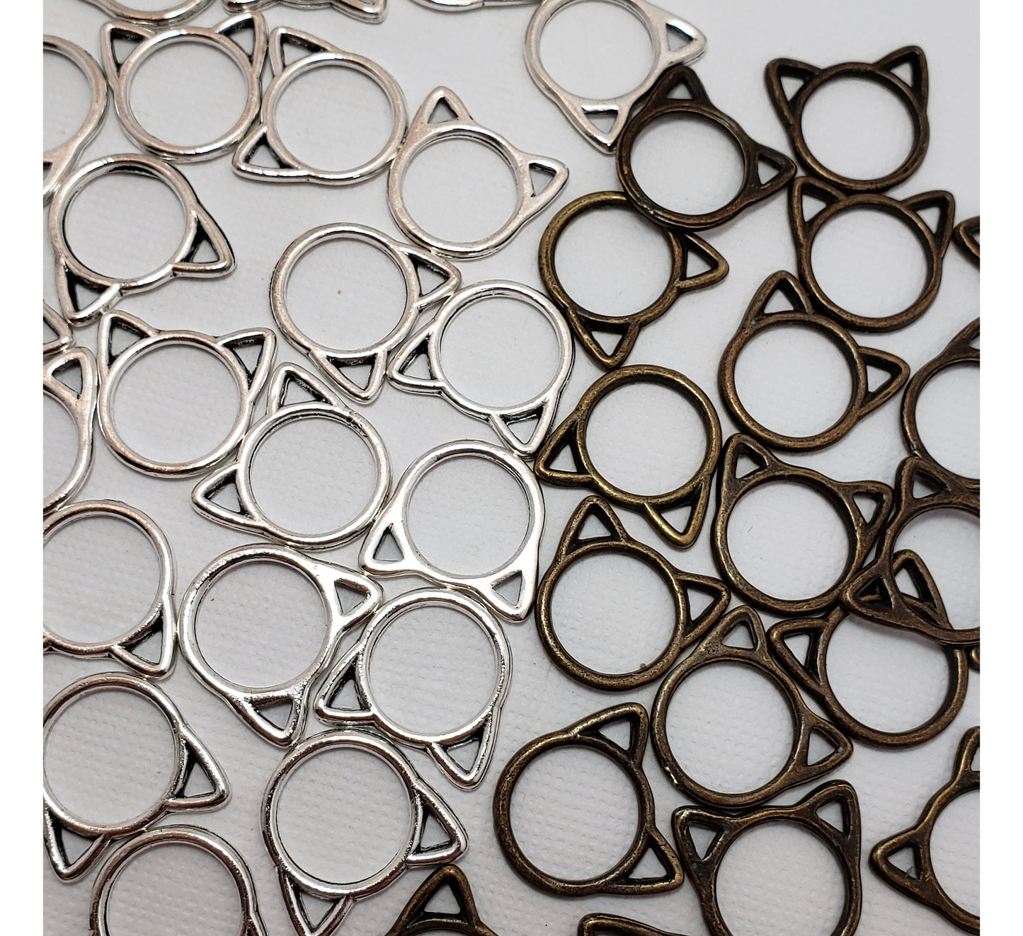 15pc Small or Medium Cat Ring Stitch Markers for Knitting, 9mm or 12mm inner diameter | closed stitch marker, knitting accessories
